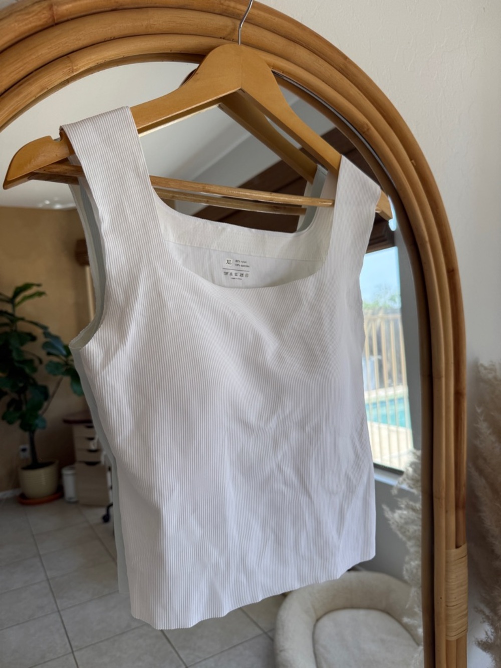 Classic White Ribbed Square-Neck Tank Top